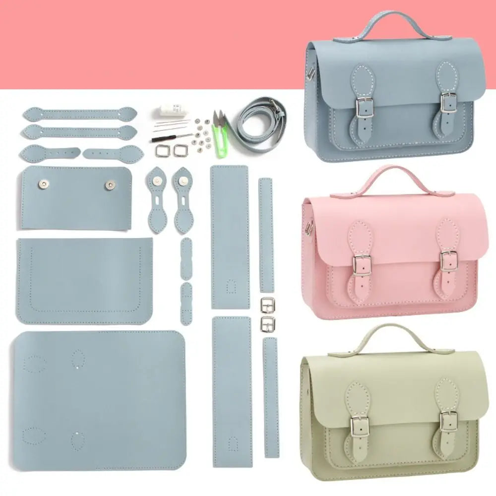 New PU Leather DIY Material Bag 10 Colors DIY Cambridge Messenger Bag Hand-stitched Self-made Bag Women