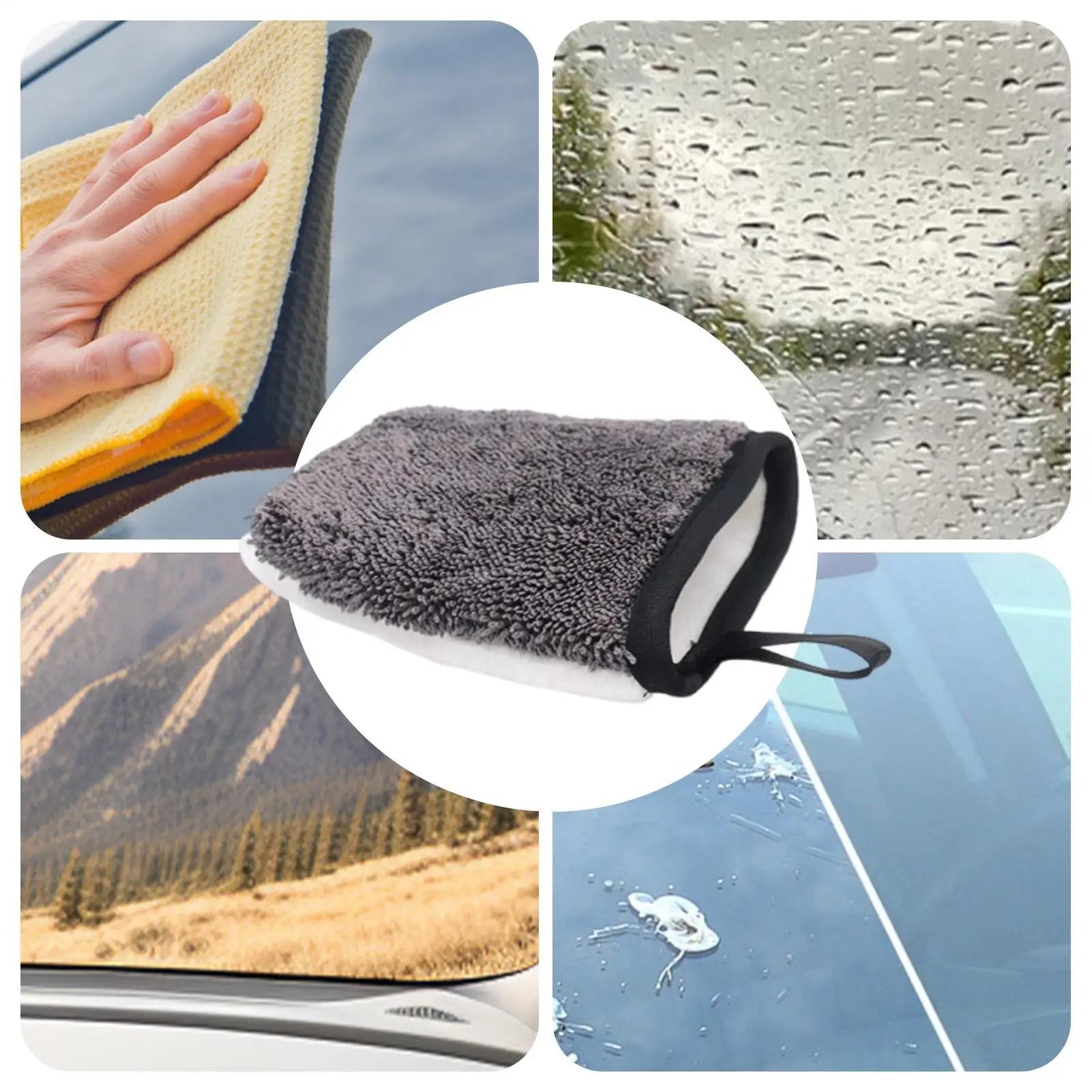 1PC Car Wash Polyester Yarn Gloves Thick Car Cleaning Mitt Wax Detailing Waterproof Brush Auto Care Double-faced Glove
