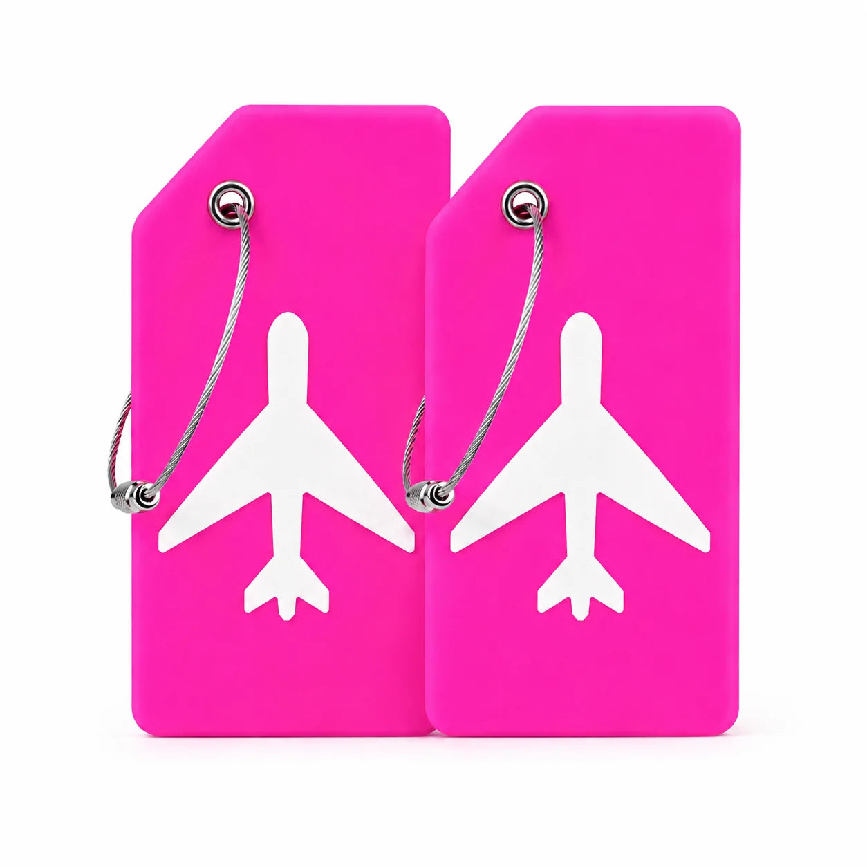 2/5PCS Silicone Travel Luggage Tag Airplane Design Suitcase Bag Identifier Bright Color with Steel Wire Loop Name Card Daily Use
