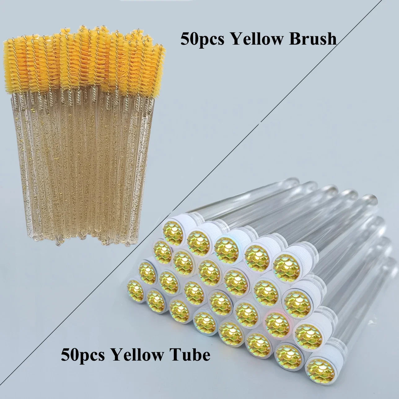 50pcs Reusable Mascara Wand Tube for Eyelash Extension Spoolies Cleaning Eyebrow Brush Shiny Resin Drill Replaceable Dust-proof