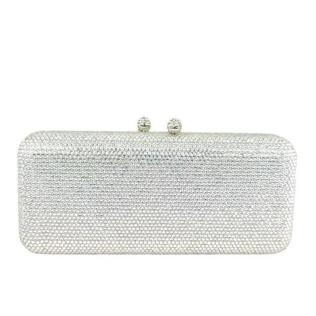 Boutique De FGG Women Brown Crystal Evening Bag Formal Party Dinner Rhinestone Handbags and Purses Bridal Diamond Clutch Purse