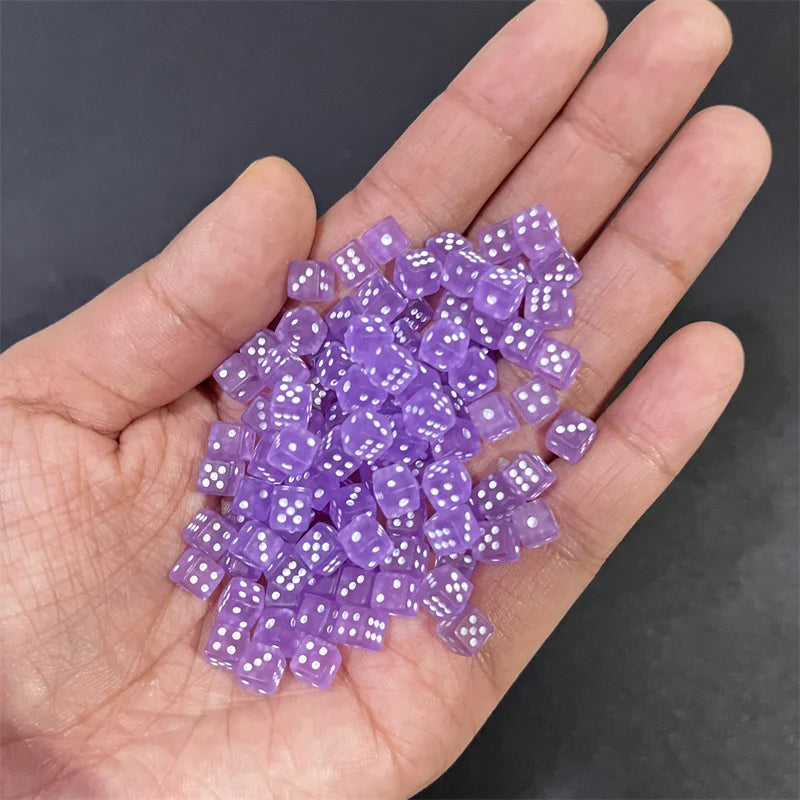 200Pcs 12colors 5*5*5mm Solid Clear Transparent Mini D6 Acrylic Right Angle Point Dice Six Sided Cube For Board Game accessories