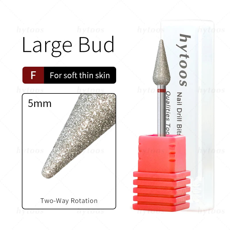 HYTOOS 5mm Long Bud Cuticle Clean Nail Drill Bits Russian Diamond Dead Skin Nail Bit Nail Cleaner Accessories Tool