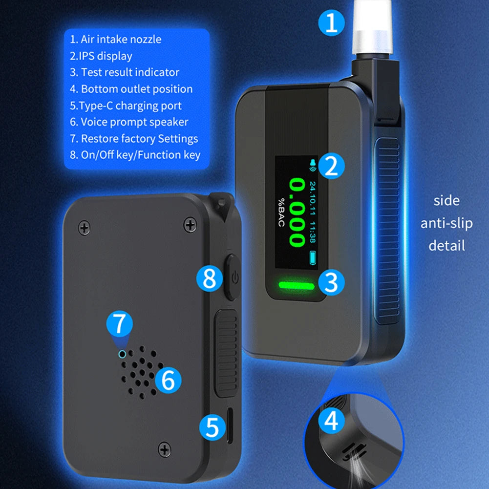 Electrochemical Alcohol Tester Voice Report High Precision Blowing Drunk Driving Alcohol Tester for Outdoors Expressway