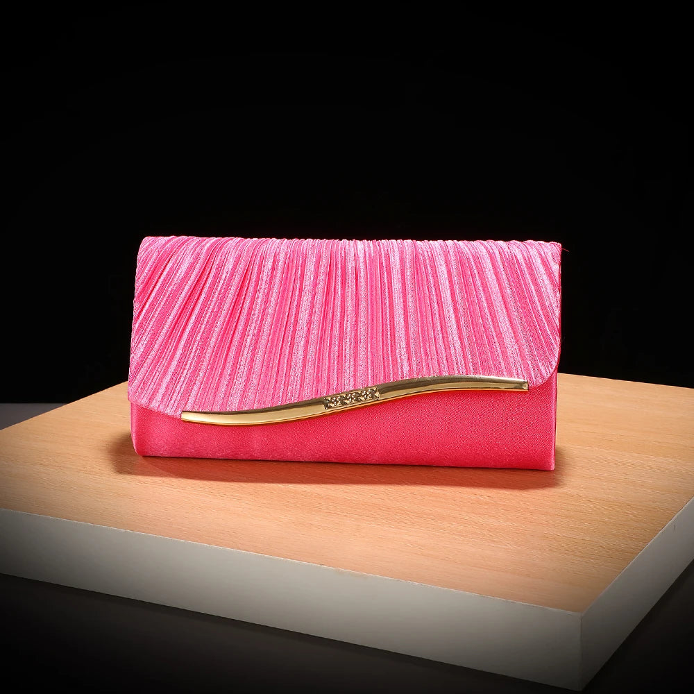 New elegant dinner bag Retro Stylish Small storage bag Romantic allinone evening bag Classic metal embellished pleated hand bag