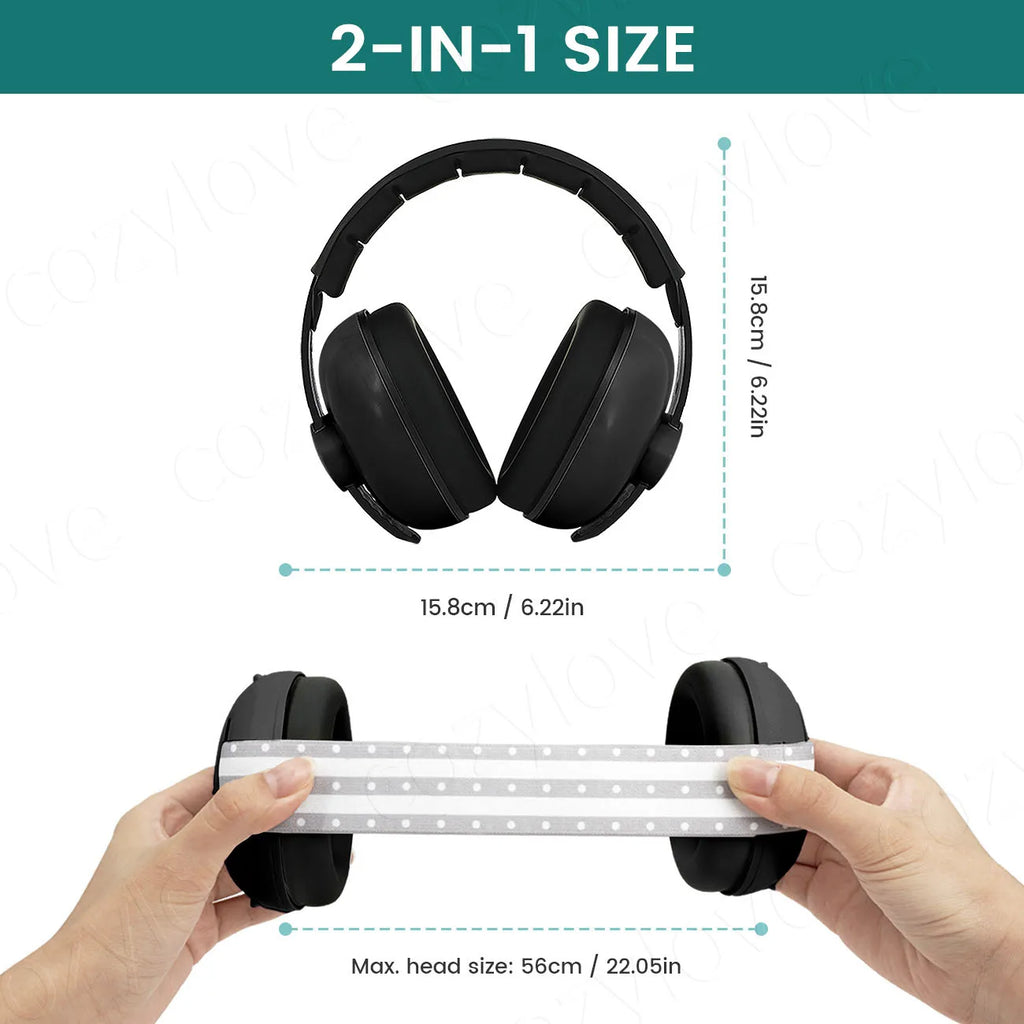 2-in-1 Adjustable Baby Kids Noise Cancelling Earmuffs, Dual Stage Convertible Infant Sound Proof Earmuffs for Newborn to Toddler