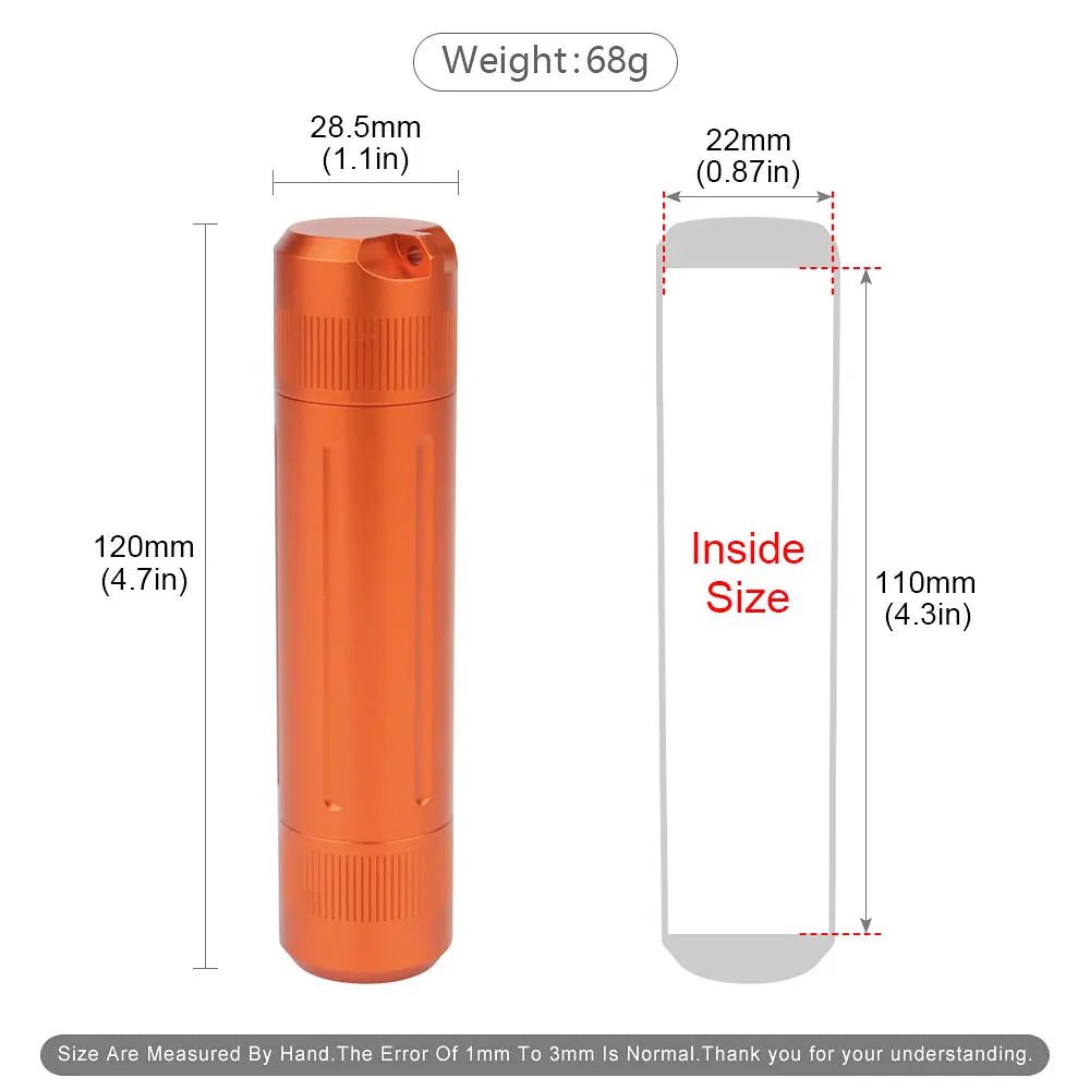 CNC Aluminum Alloy Black Waterproof Bottle Camping Survival Seal Bottle EDC Outdoor Tool