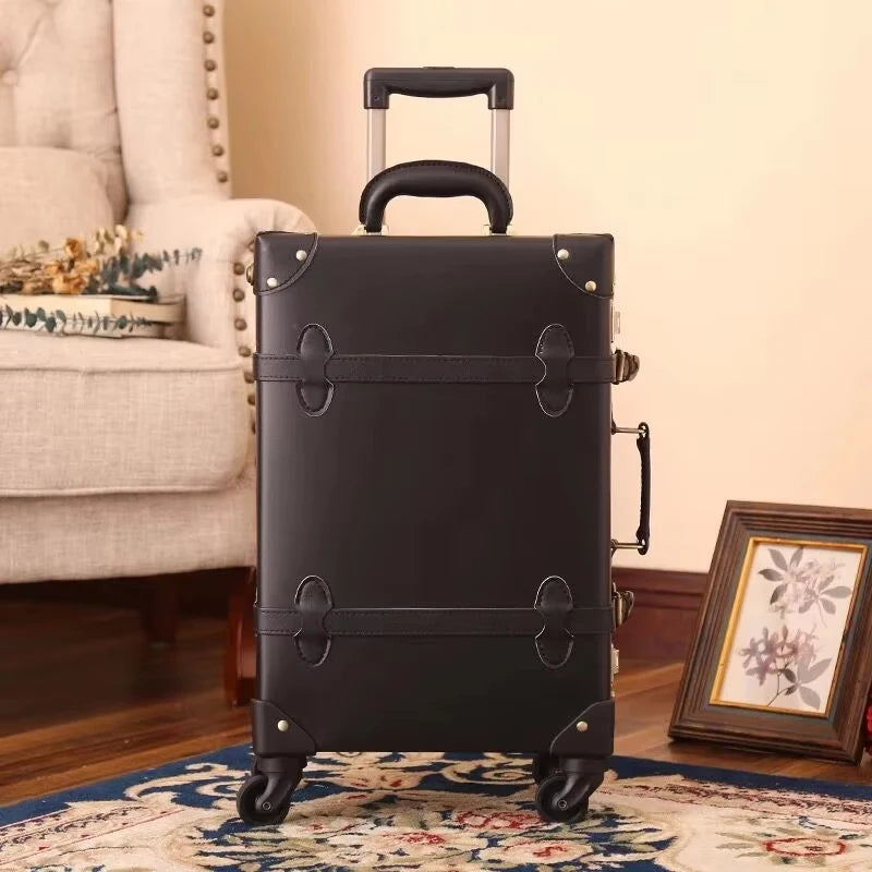 20'22'24'26'inch PU Leather Trolley Suitcases Travel Bags Valise Cabine Valiz Koffer Maletas Suitcase Carry On Rolling Luggage