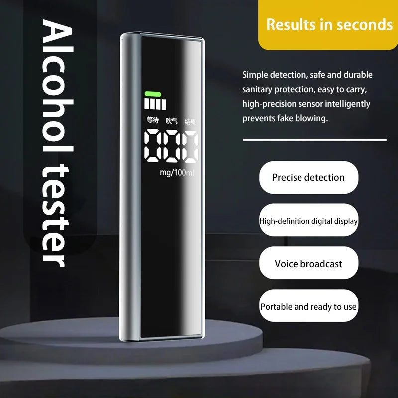 High-precision Alcohol Tester Portable Non-contact Professional Led Digital Display Drunk Driving Alarm Quick Tester