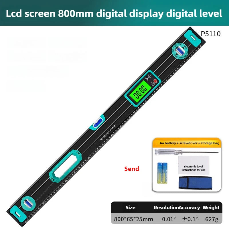 Household Level Ruler High-precision Magnetic Measuring Tool Multi-functional LCD Display Horizontal Ruler Portable Gauging Tool