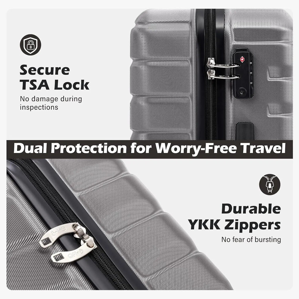 3 Piece Lightweight Expandable Hard Shell Luggage Set Large Checked Suitcase Spinner Wheels, Customized