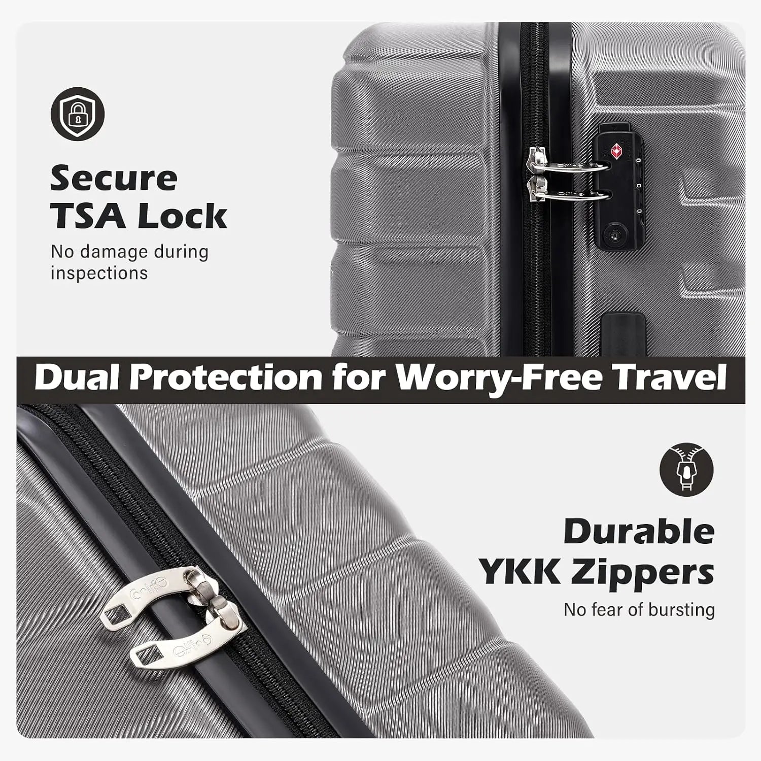 3 Piece Lightweight Expandable Hard Shell Luggage Set Large Checked Suitcase Spinner Wheels, Customized