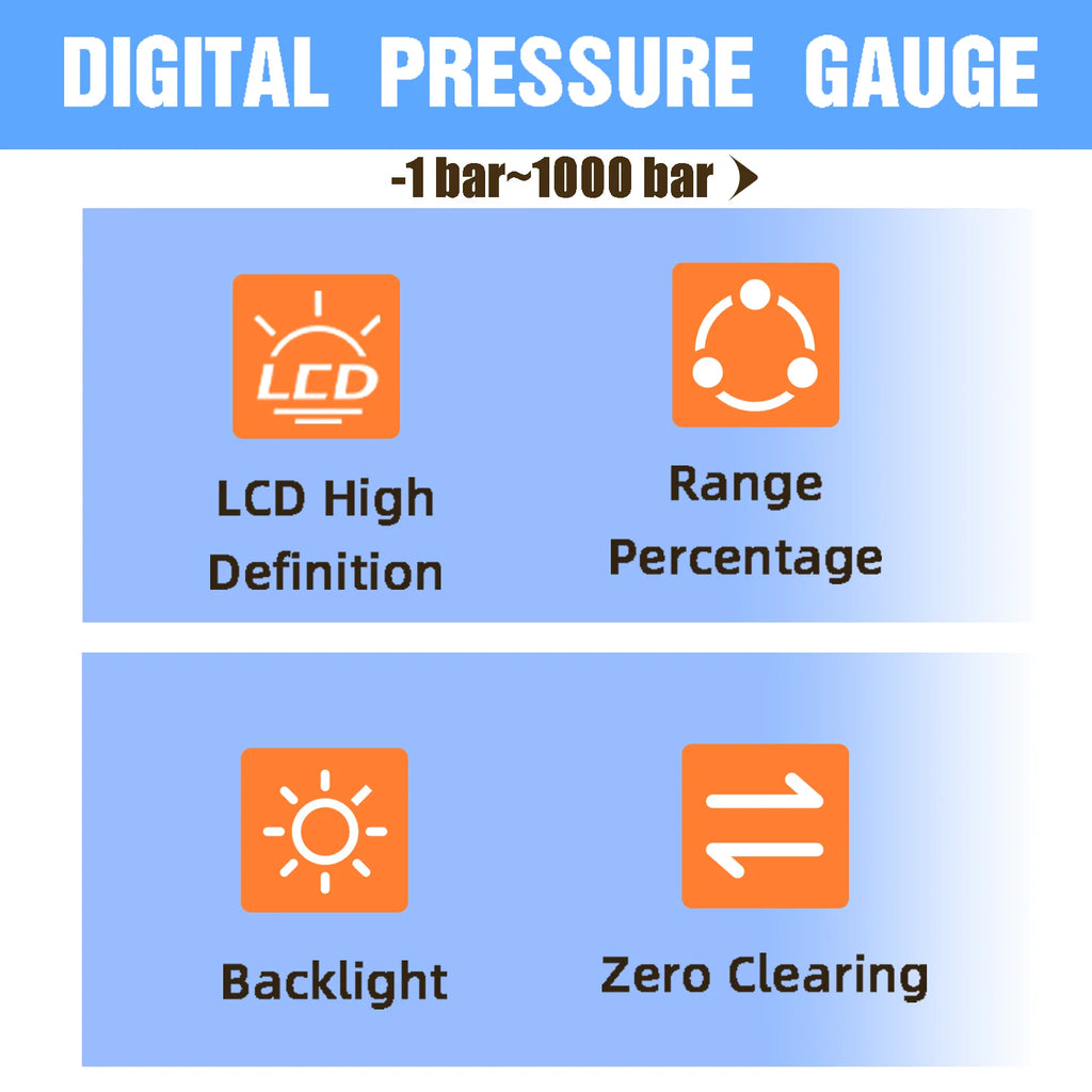 ME461P High Precision LCD Display Oil Fuel Air Water Electronic Vacuum Meter Manometer Digital Pressure Gauges