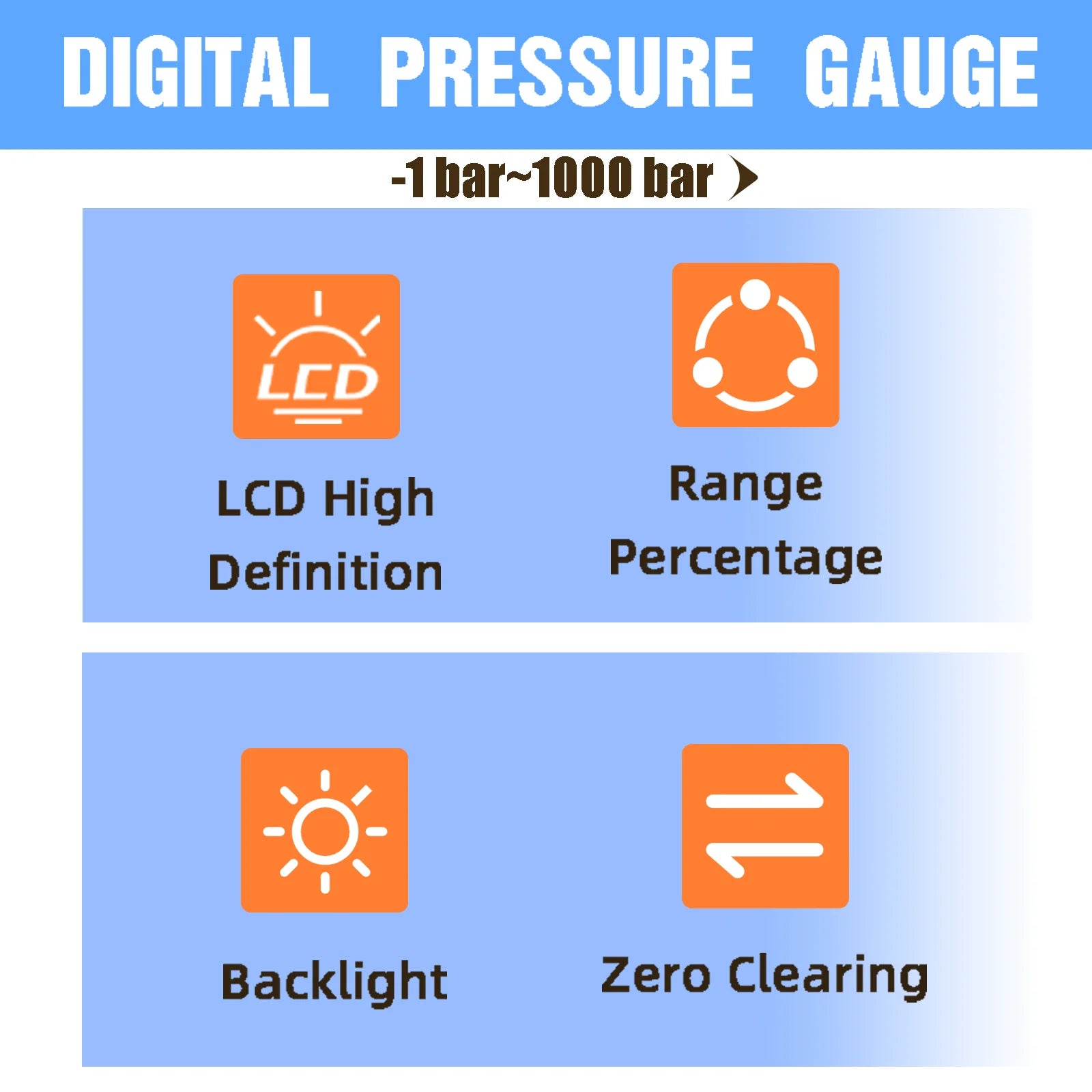 ME461P High Precision LCD Display Oil Fuel Air Water Electronic Vacuum Meter Manometer Digital Pressure Gauges