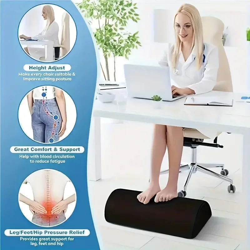 Ergonomic Memory Foam Foot Rest Under Desk Foot Stool Non Slip Foot Pillow with Washable Breathable Cover for Office Home Sofa