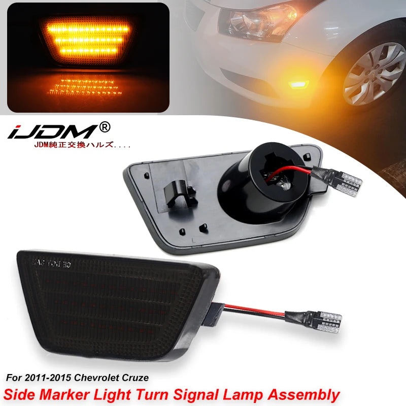 2Pcs Front White LED Strip Marker Light Parking Lamp For Chevrolet Cruze 2011 2012 2013 2014 2015 Smoked LED Side Marker Light