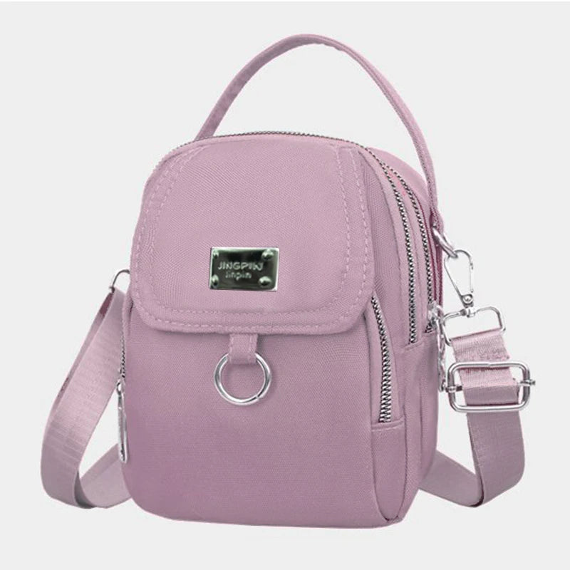 Multi Zipper Oxford Crossbody Bag Lightweight Adjustable Strap Casual Daily Travel Handbag With Top Handle For Everyday Use