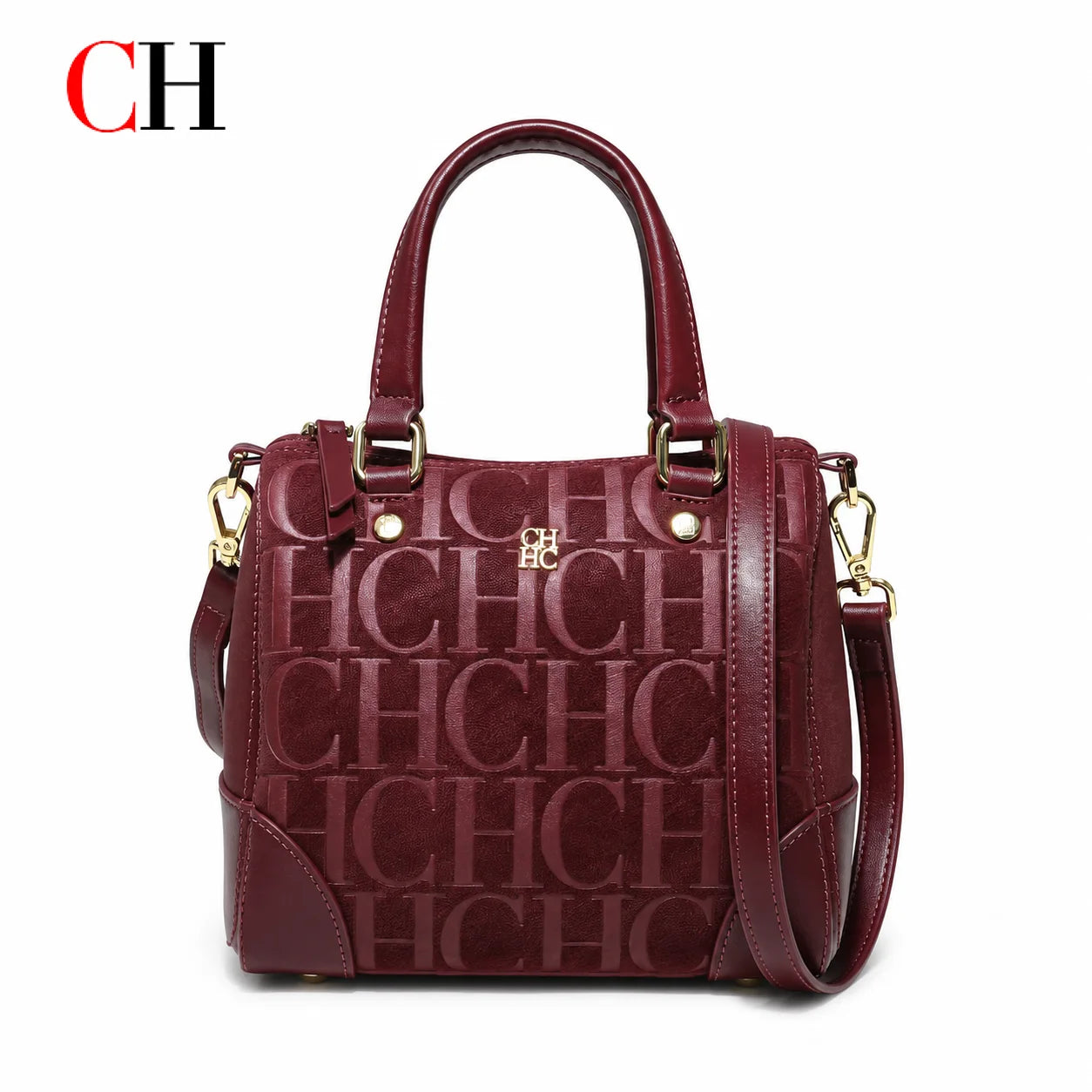 CH Women Top Handle Handbag Embossed Letter Pattern Shoulder Crossbody Bag Elegant Commuter Purse with Adjustable Strap