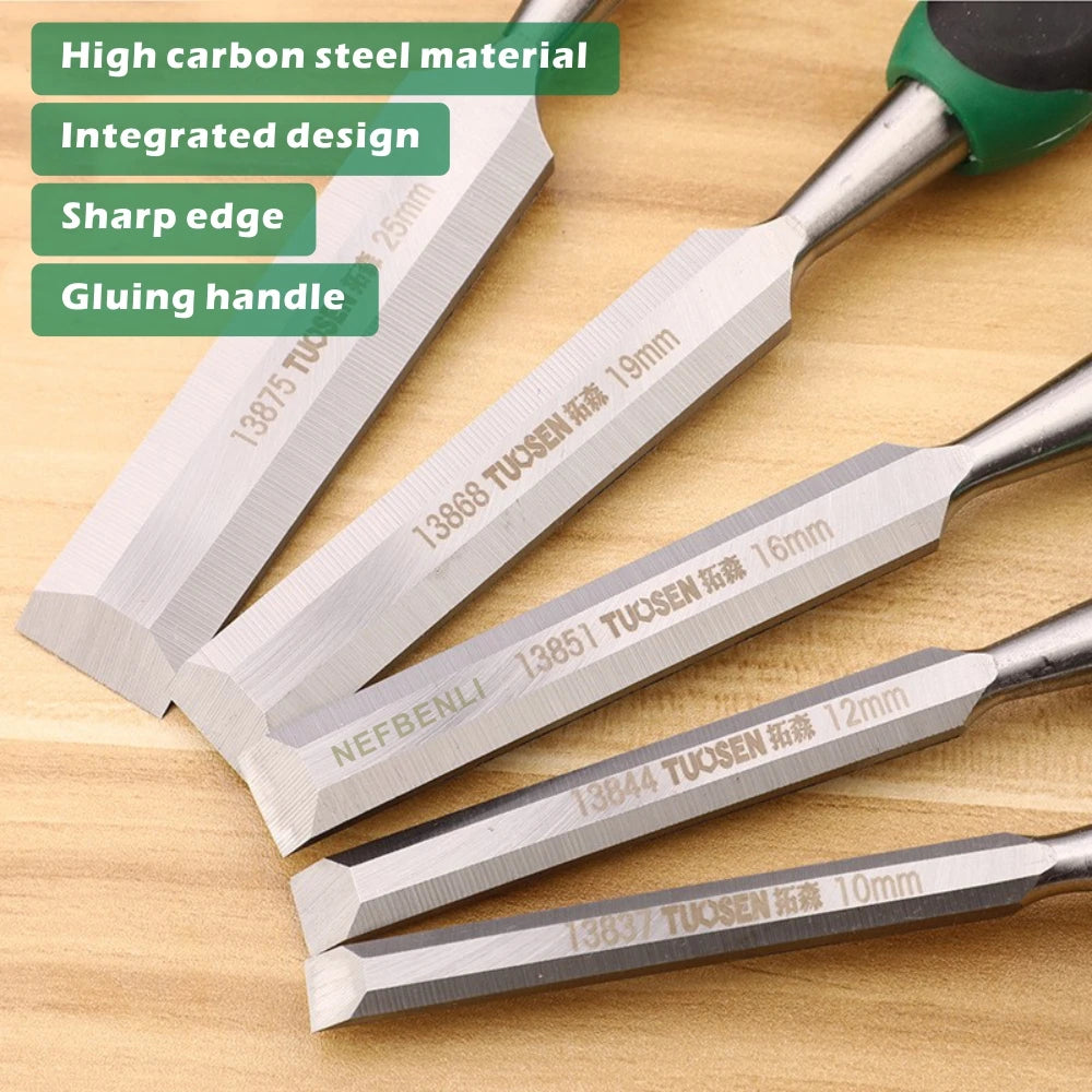 Woodwork Chisel Set DIY Carpenter Tool Flat Woodworking Chisels CR-V Professional Carving Knife Carving Wood Tools
