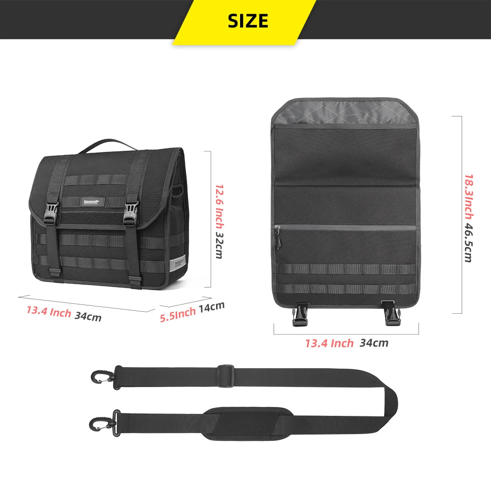 Rhinowalk Motorcycle Side Bag 13L Waterproof Quick Release Motor Saddlebag With Inner Support Board Tail Rack Storage Luggage