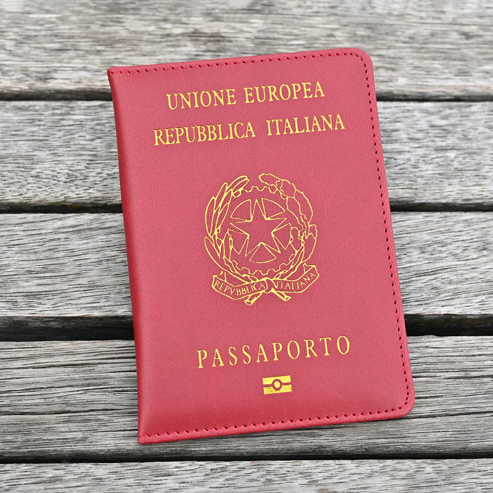 Top Quality Italy Passport Cover Women Travel Italian Passport Case Pu Leather Black Cover for Passport Travel Passport Holder