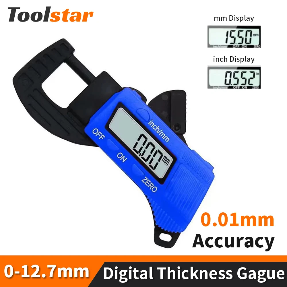 Digital Thickness Gauge 0-12.7mm Meter Tester Micrometer Electric Caliper Gauge Tool 0.01MM Precise Measurement