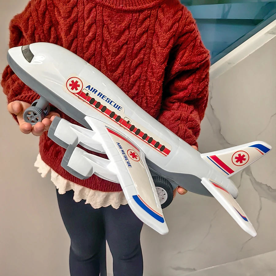 Large white Airbus toy plane-Inertia powered model, realistic design, perfect gift for boys and girls, birthday or New Year gift