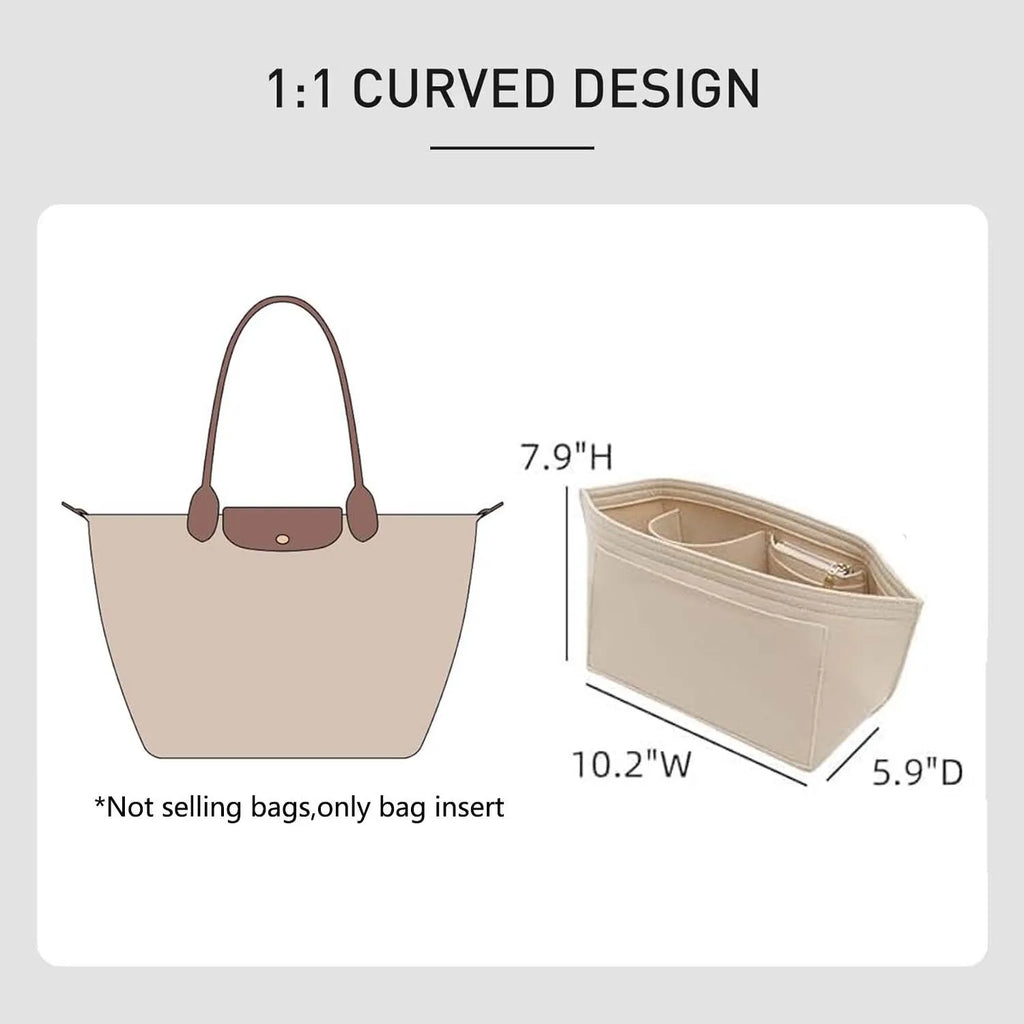Bag Insert For LongChamp Mini Bag Organizer Felt Mini Bag Organizer for le pliage Green Pouch with Handle Small Handbag Shaper