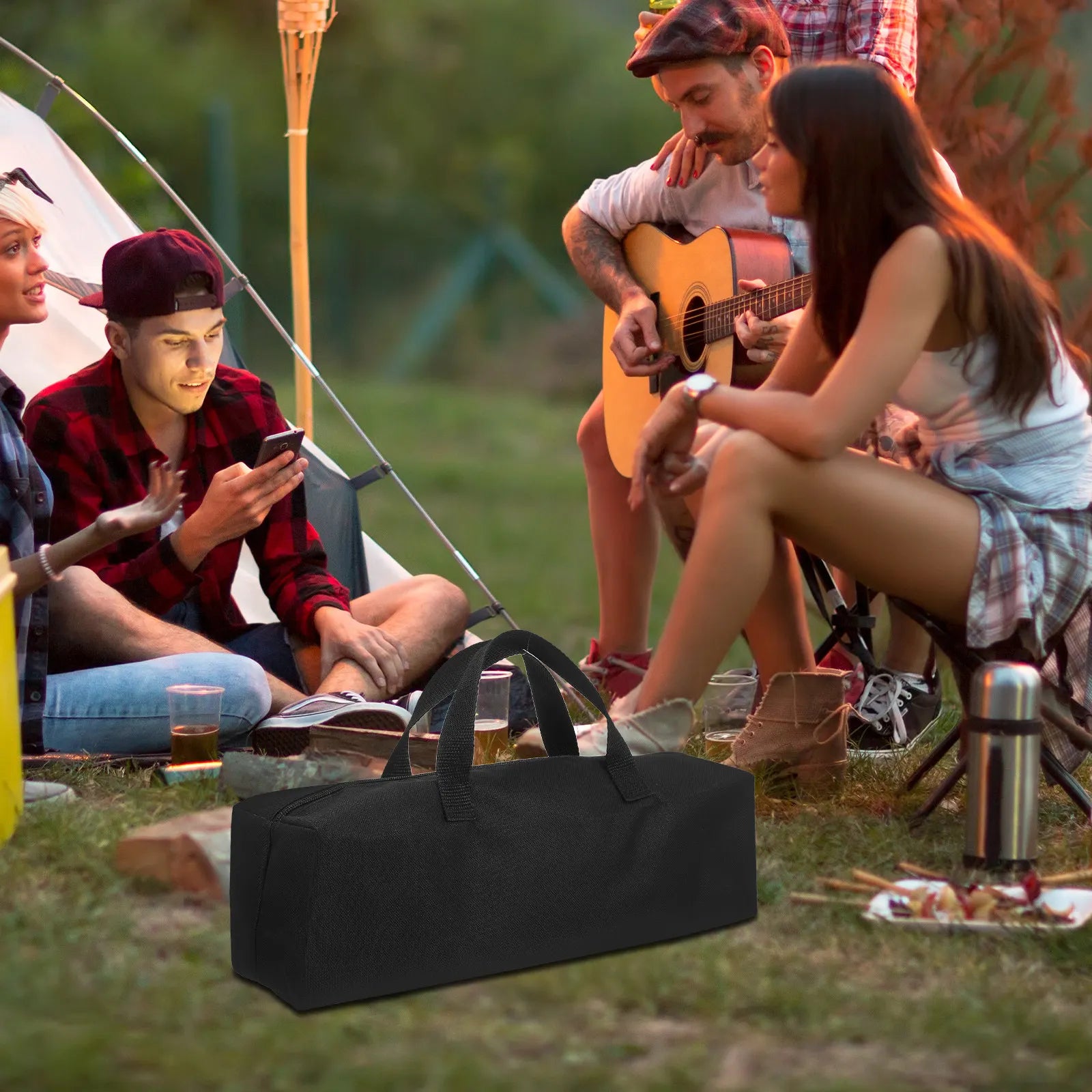 Grill Tool Storage Bag Waterproof Oxford Fabric Outdoor Bbq Utensil Organizer Compact Lightweight for Camping Picnic Grilling