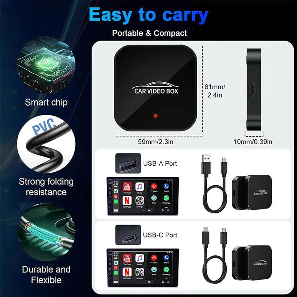 SKILLDRIVE 2026 3in1 Wireless CarPlay Adapter Android Auto Convertion Box Wireless Apple Carplay Built-in Netflix YouTube