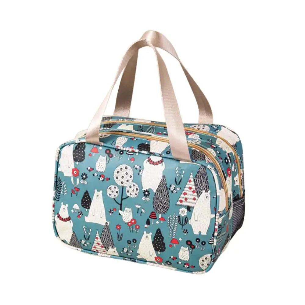 Mutlicolor Cosmetic Bag Multi-purpose PU+Mesh Cloth Storage Bag Dry Wet Separation Waterproof Toiletries Bag Travel Supplies