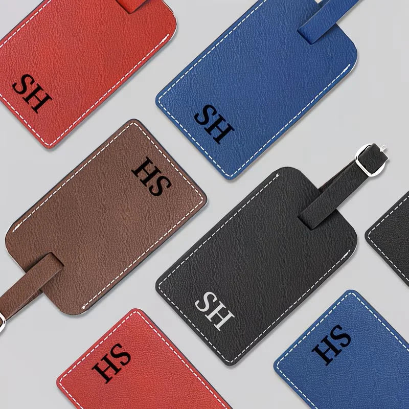 Custom Name Faux Leather Passport and Luggage Tag Set, Luggage Tags, Laser Leather Luggage Tags, Personalized Luggage Tags