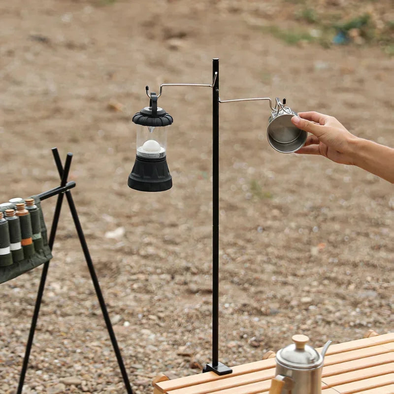 Outdoor Camping Hiking Aluminum Alloy Foldable Lamp Post Pole Portable Fishing Hanging Light Fixing Stand Holder Lantern Stand