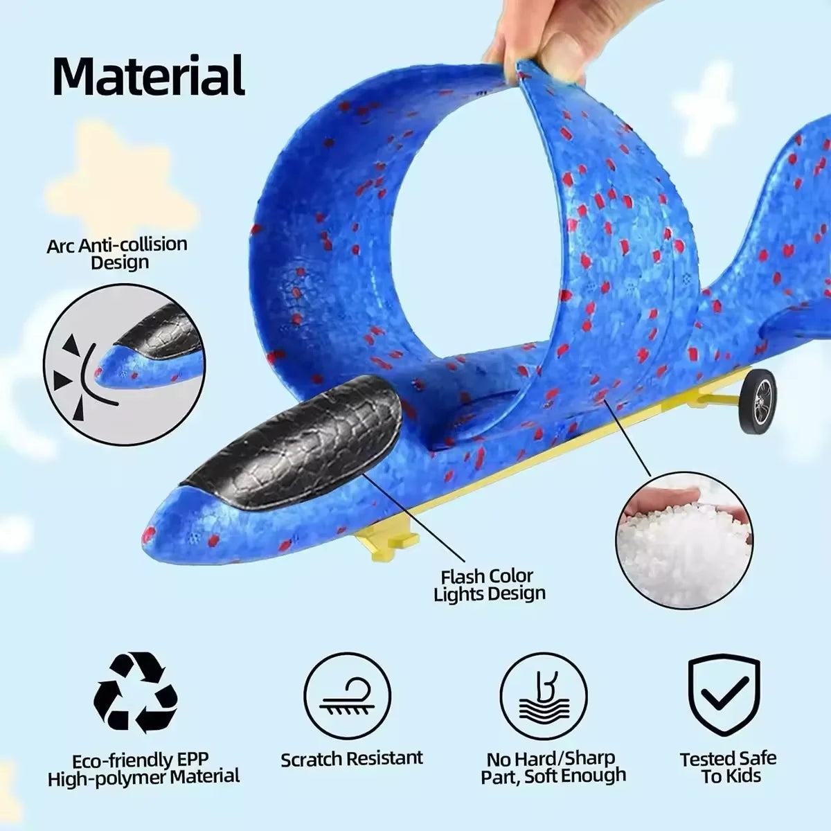 Glowing Foam Airplane 10m Launcher Ejection Aircraft Air Gun Toy for Children Outdoor Game Bubble Model Shooting Flight