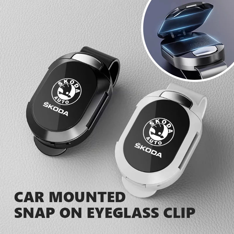 For Skoda Car Eyeglass Storage Holder Sun Visor Sunglasses Clip Interior Accessories S Kodiaq Octavia 2 3 Yeti Karoq Rapid Fabia