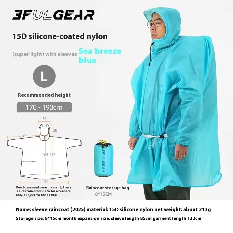 3F UL GEAR Ultralight Women's Men's Rain Coat Jacket Outdoor Camping Hiking Trekking 15D Nylon Waterproof Raincoat Lightweight