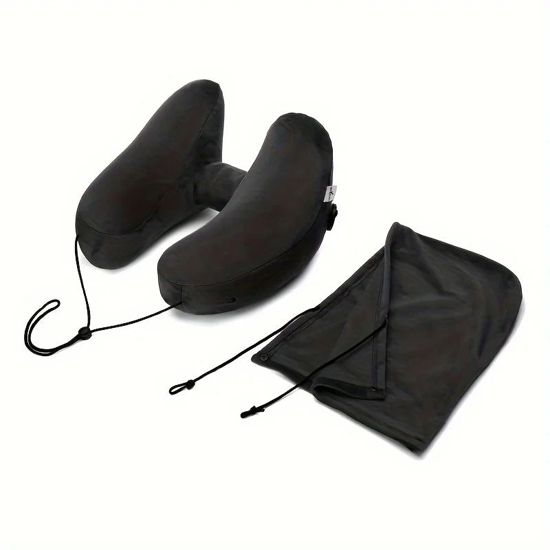 Portable multifunctional cervical pillow outdoor travel inflatable H pillow with cap U-shaped pillow nap plane train neck pillow