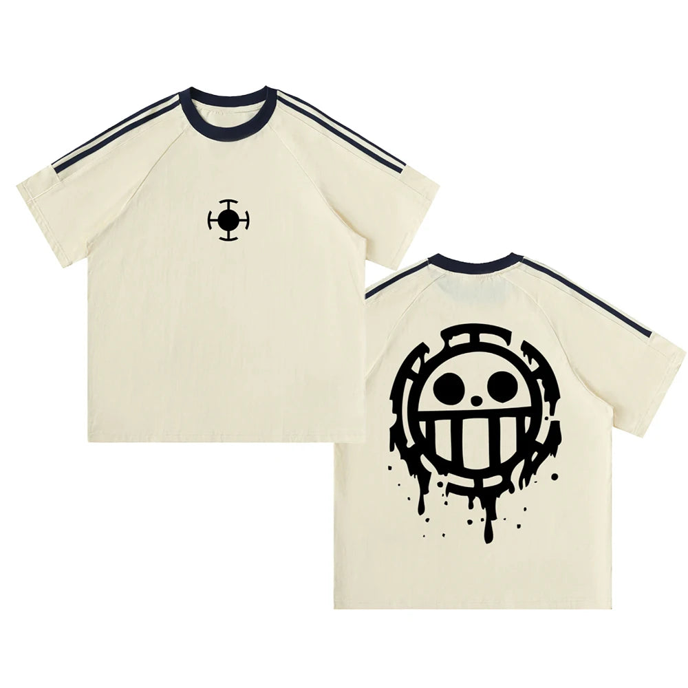 One Piece Surgeon of Death Streetwear New Hot Selling Men Women Short Sleeved Pants Set Street Y2K Casual Tee Set Sports Set