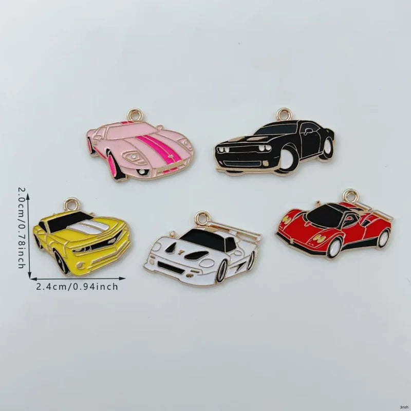 10Pcs Colorful Sports Car Enamel Charms Cool Racing Car Alloy Pendant For DIY Bracelet Necklace Keychain Jewelry Making Supplies