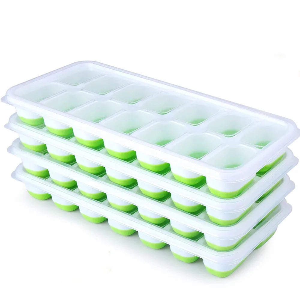 Silicone square ice cube mold with lid, 14 compartments easy to demold, DIY kitchen accessories, homemade freezing small tools