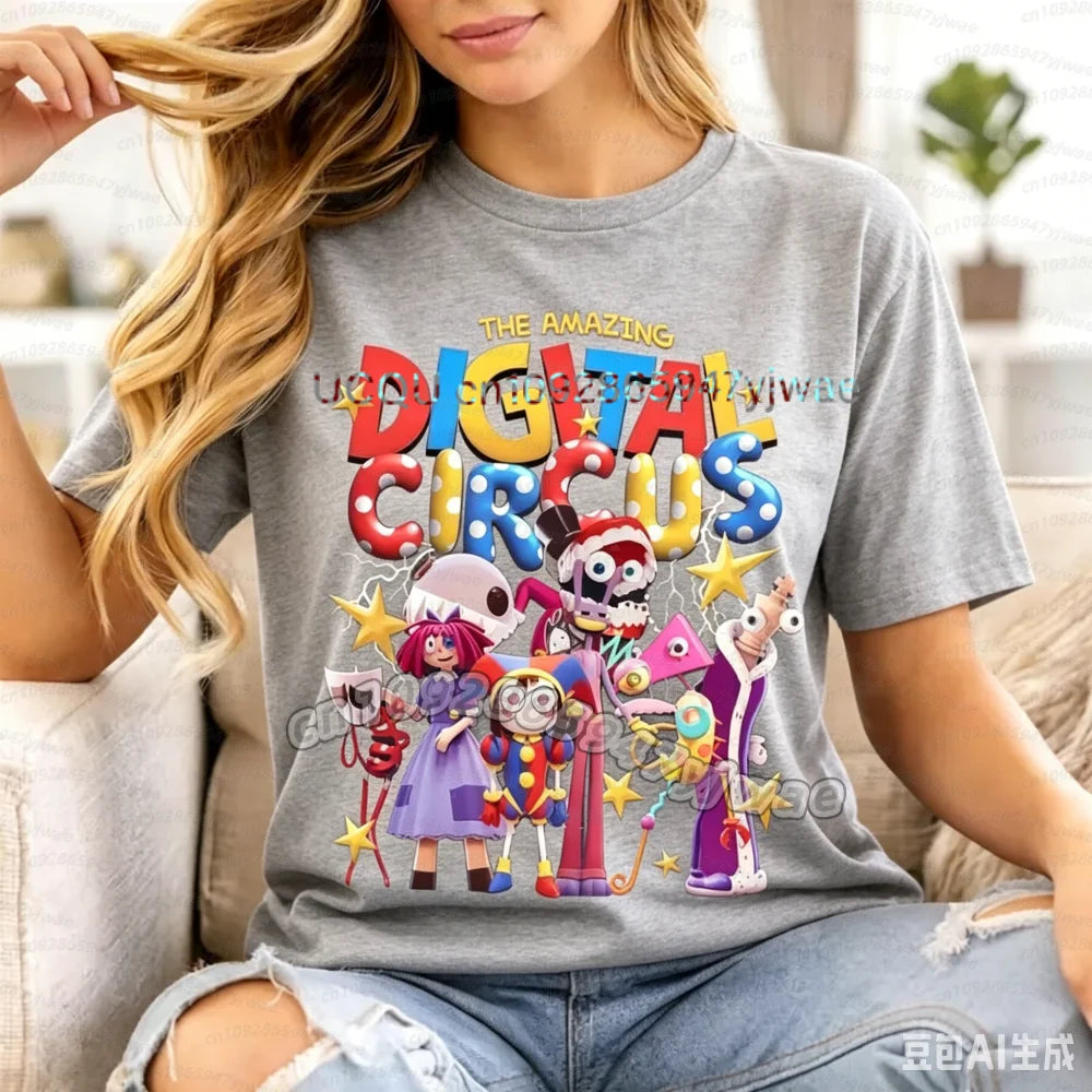 The Amazing Digital Circus Periphery T-shirt Men and Women New Summer Cotton Y2K Clothing Fashion Comfortable Short Sleeve Tops