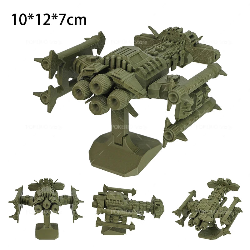 Mini War Machine Mecha Fighter Jet Series 3D Printed Starship Attack Helicopter Flutter Drone Movable Joints Assemble Models Toy