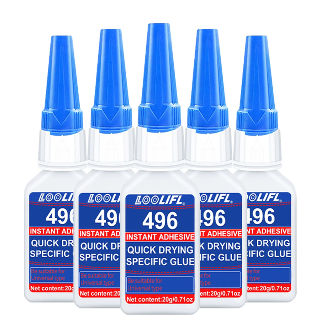 LOOLIFL496 Super Glue 20g Instant Adhesive Quick Drying Universal Strong Glue for Plastic Rubber Metal Wood Crafts Repair 1-5pcs