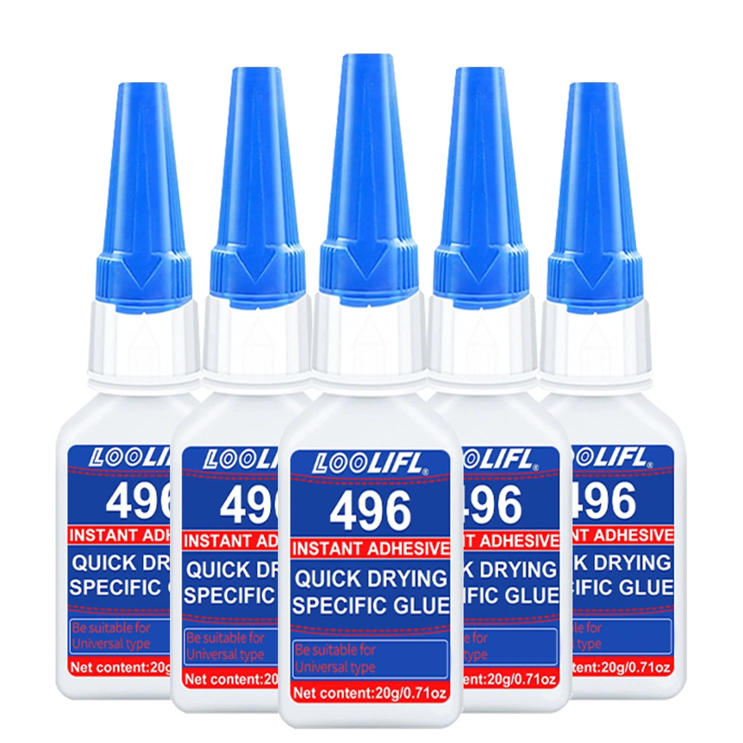 LOOLIFL496 Super Glue 20g Instant Adhesive Quick Drying Universal Strong Glue for Plastic Rubber Metal Wood Crafts Repair 1-5pcs