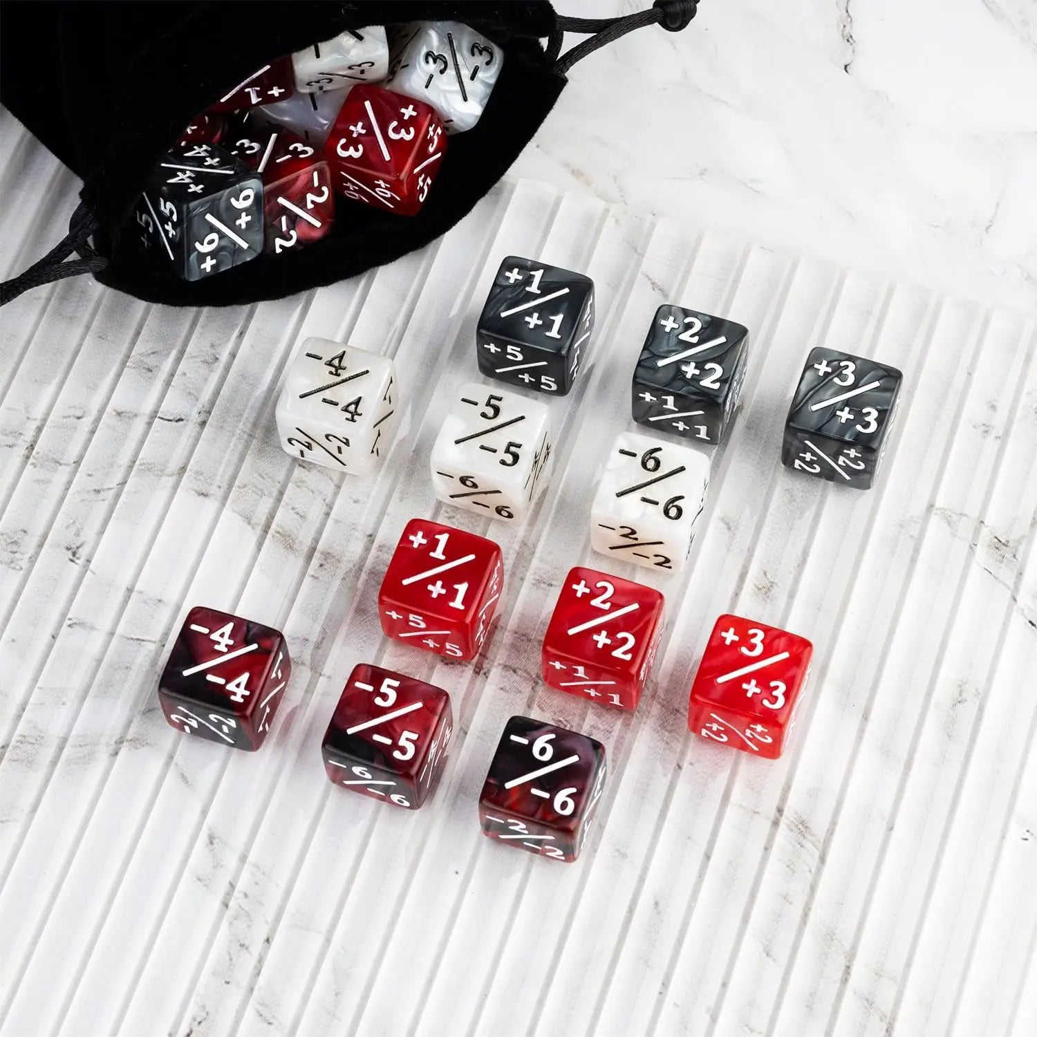 48 Pieces Magic Counter Dice Plus 1 MTG Counters Dice Set Marble Life Buff Tokens D6 Dice Compatible with Magic The Gathering