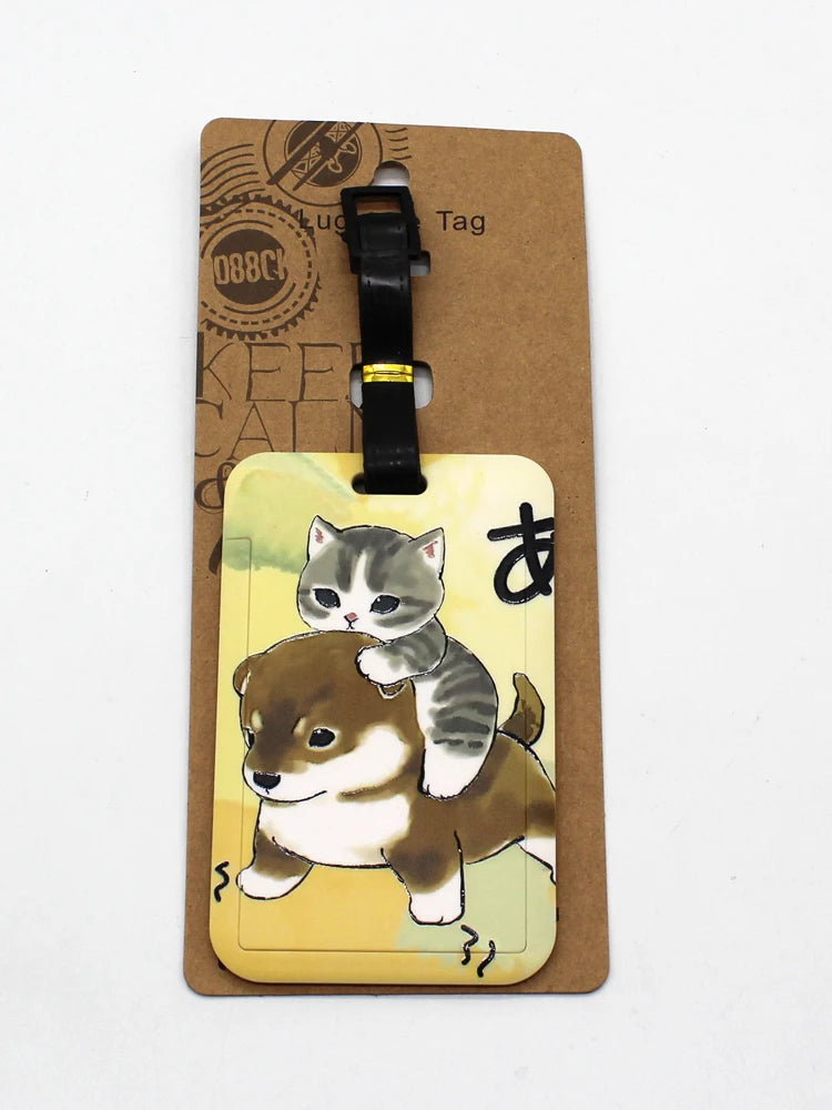 Cartoon Anime Dogs Luggage Tag Lovely Corgi Shiba Inu Akitas Suitcase ID Address Holder Pendent Portable Boarding Baggage Label
