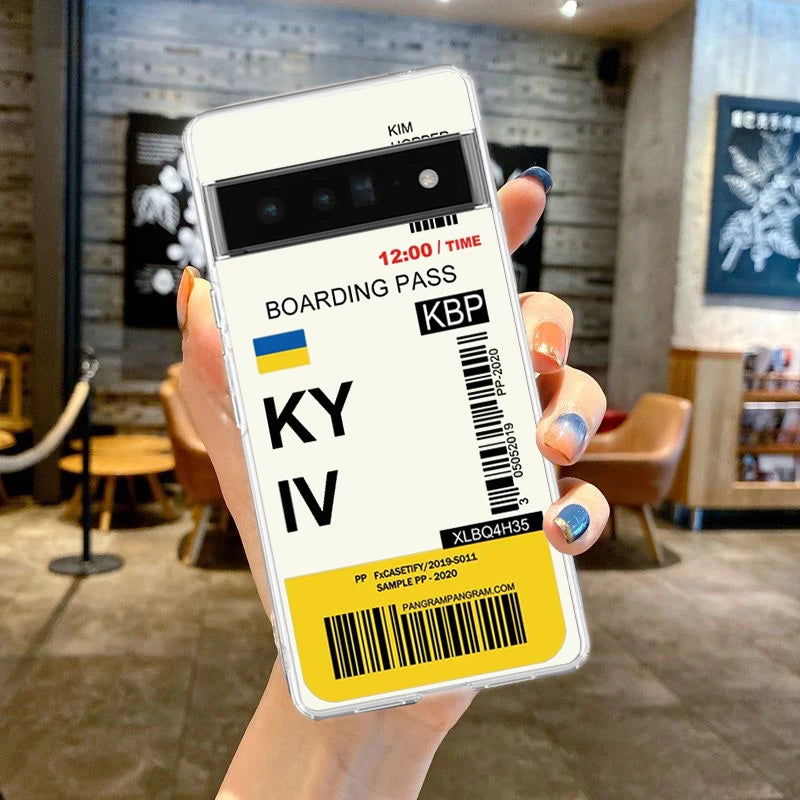 World City Travel Ticket New York Phone Case For Google Pixel 9 Pro XL 8 7 6 Pro 8A 7A 6A 5 4 5A 4A 3A XL 5G Soft Clear Cover
