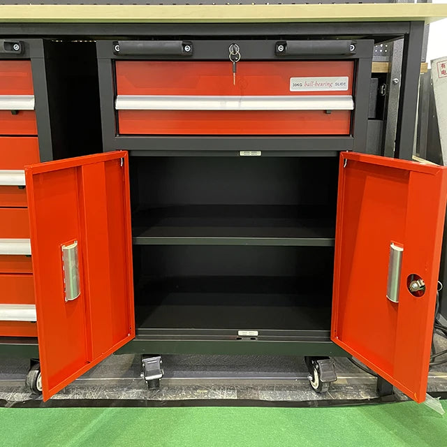 Quality Steel Tool Cabinet Set with Drawers Double-Doors and Multipurpose Trolley for Garage Workshop Factory Mechanic Chest