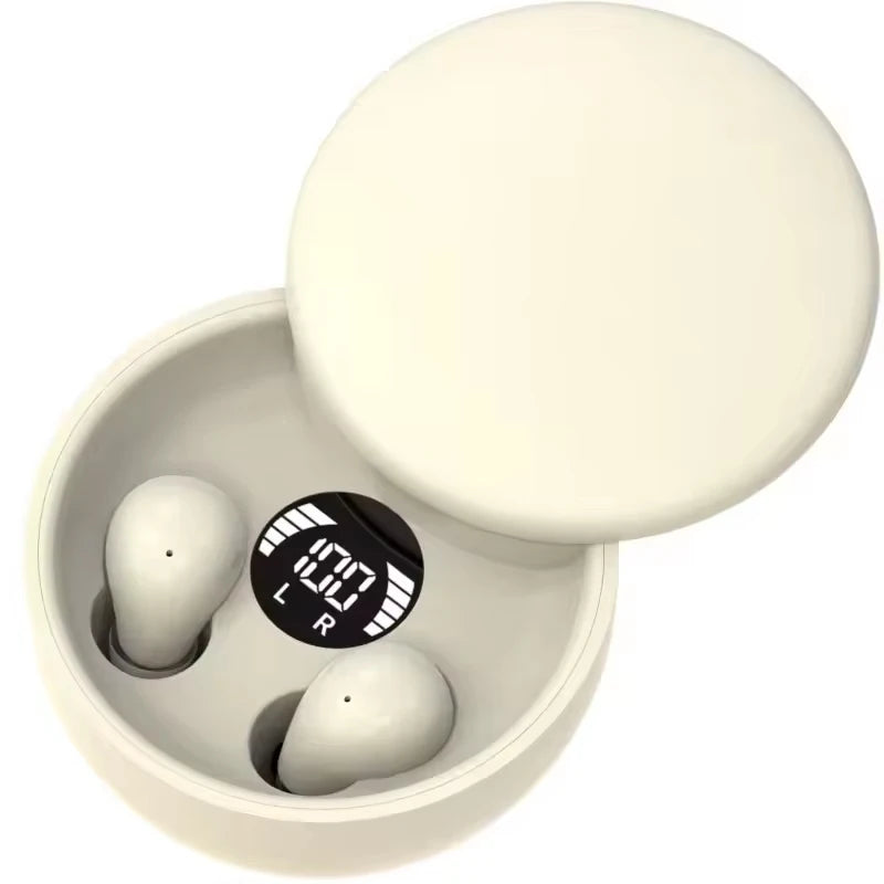 SK26-Mini Invisible Headphones Wireless Bluetooth 5.4 Headphones Bass Sleeping Headphones with Microphone Noise Cancellation HD
