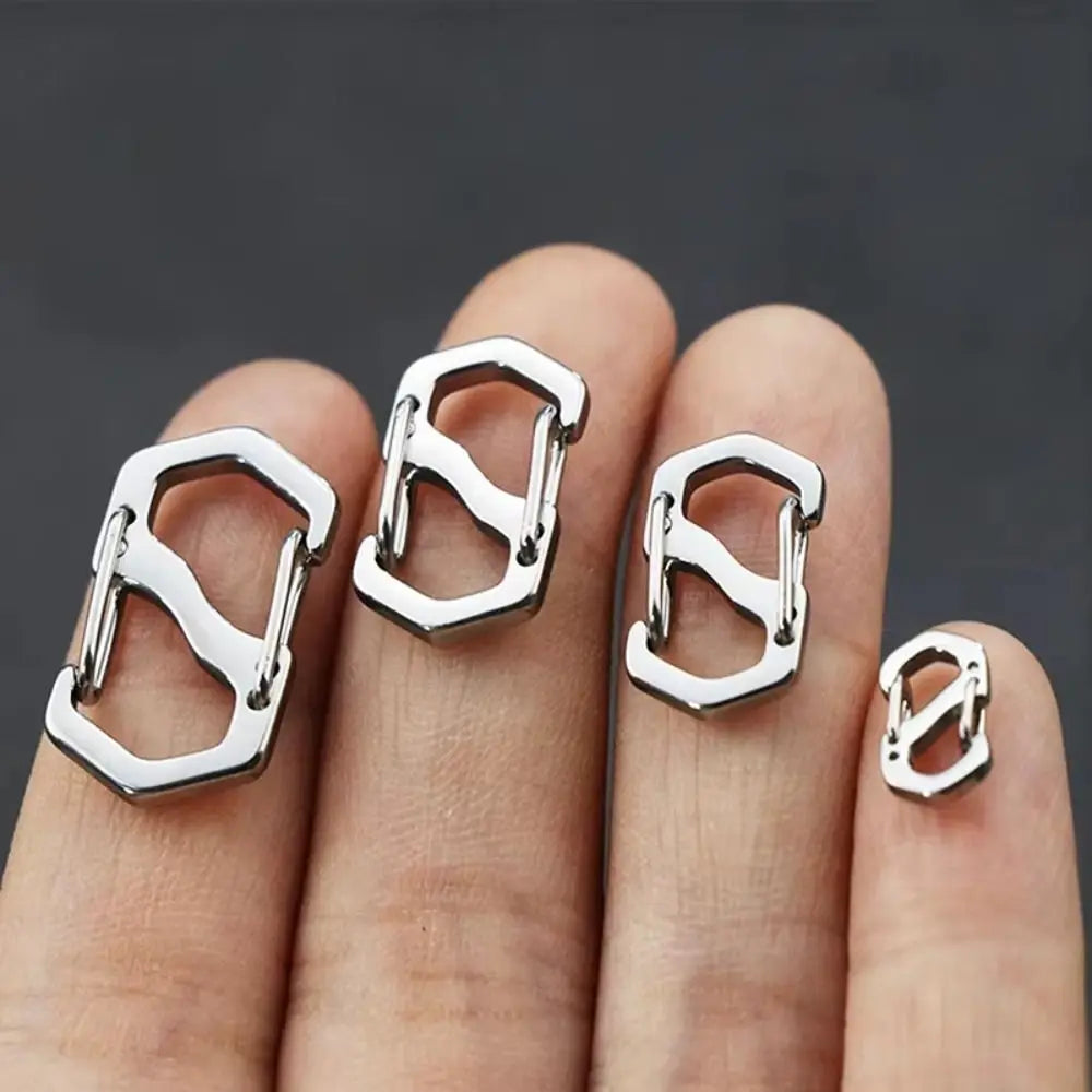 10PCS Stainless Steel Backpack Buckle Silver S Type Carabiner with Lock Handmade Necklace Clasps Jewelry Accessories